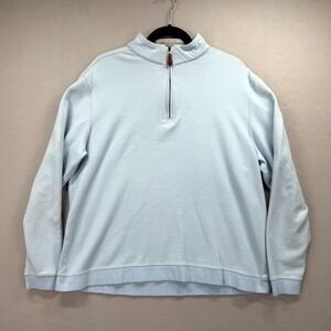 Harlestons Quarter Zip Sweater Mens Large Blue Golf Raglan Sleeve Tailored Fit